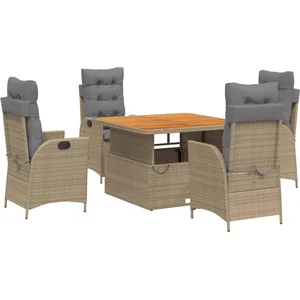 vidaXL Ensemble à manger de jardin avec coussins 5pcs Beige poly rotin pas cher