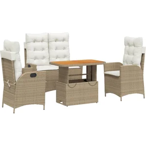 vidaXL Ensemble à manger de jardin coussins 4 pcs beige résine tressée pas cher