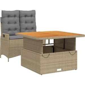 vidaXL Ensemble à manger de jardin et coussins 2 pcs beige poly rotin pas cher