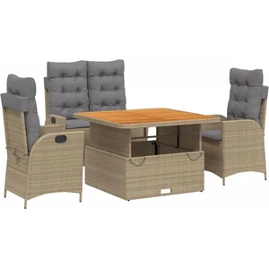 vidaXL Ensemble à manger de jardin coussins 4 pcs beige résine tressée pas cher