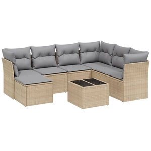 vidaXL Salon de jardin avec coussins 7pcs mélange beige résine tressée pas cher