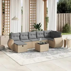 vidaXL Salon de jardin avec coussins 8pcs mélange beige résine tressée pas cher
