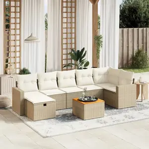 vidaXL Salon de jardin avec coussins 8 pcs beige résine tressée pas cher