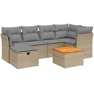 vidaXL Salon de jardin avec coussins 7pcs mélange beige résine tressée pas cher