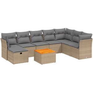vidaXL Salon de jardin avec coussins 9pcs mélange beige résine tressée pas cher