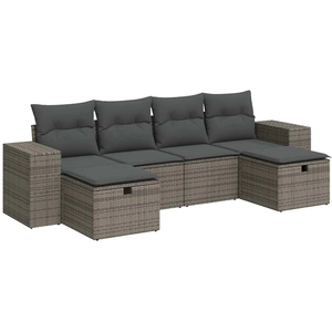 vidaXL Salon de jardin 6 pcs avec coussins gris résine tressée pas cher