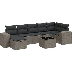 vidaXL Salon de jardin 8 pcs avec coussins gris clair résine tressée pas cher