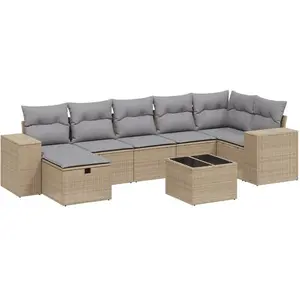vidaXL Salon de jardin avec coussins 8pcs mélange beige résine tressée pas cher