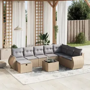 vidaXL Salon de jardin avec coussins 9pcs mélange beige résine tressée pas cher