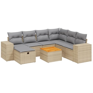 vidaXL Salon de jardin avec coussins 8pcs mélange beige résine tressée pas cher