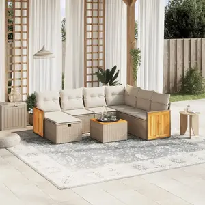 vidaXL Salon de jardin avec coussins 8 pcs beige résine tressée pas cher