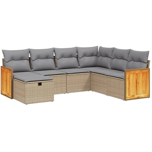 vidaXL Salon de jardin avec coussins 8pcs mélange beige résine tressée pas cher