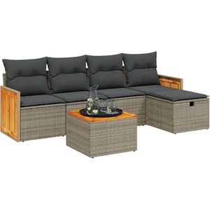 vidaXL Salon de jardin 6 pcs avec coussins gris résine tressée pas cher
