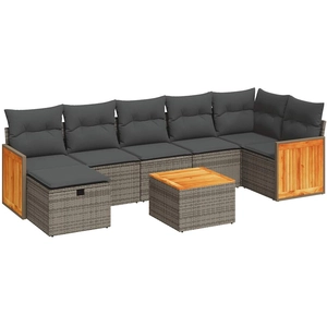 vidaXL Salon de jardin avec coussins 7 pcs gris résine tressée pas cher