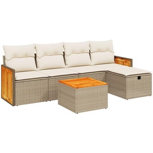 vidaXL Salon de jardin avec coussins 5 pcs beige résine tressée pas cher