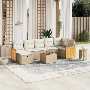vidaXL Salon de jardin avec coussins 8 pcs beige résine tressée pas cher