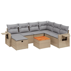 vidaXL Salon de jardin avec coussins 8pcs mélange beige résine tressée pas cher