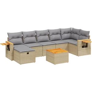 vidaXL Salon de jardin avec coussins 8pcs mélange beige résine tressée pas cher