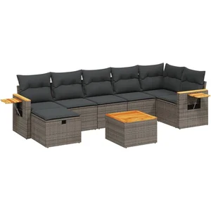 vidaXL Salon de jardin 8 pcs avec coussins gris résine tressée pas cher