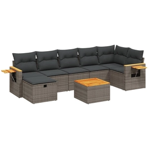 vidaXL Salon de jardin avec coussins 7 pcs gris résine tressée pas cher
