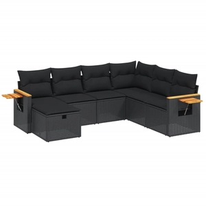 vidaXL Salon de jardin 8 pcs avec coussins noir résine tressée pas cher