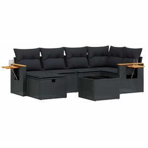 vidaXL Salon de jardin 6 pcs avec coussins noir résine tressée pas cher