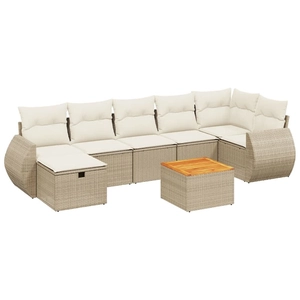 vidaXL Salon de jardin avec coussins 8 pcs beige résine tressée pas cher