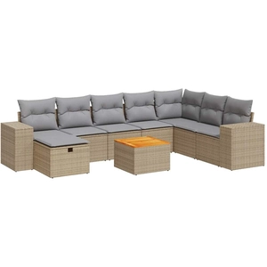 vidaXL Salon de jardin avec coussins 9pcs mélange beige résine tressée pas cher