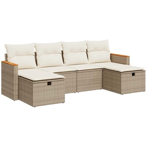 vidaXL Salon de jardin avec coussins 6 pcs beige résine tressée pas cher