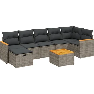 vidaXL Salon de jardin 8 pcs avec coussins gris résine tressée pas cher