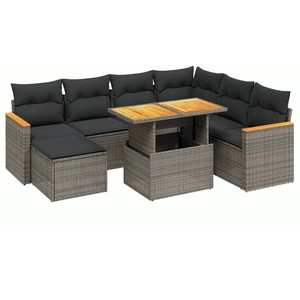 vidaXL Salon de jardin 8 pcs avec coussins gris résine tressée pas cher