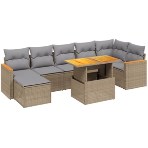 vidaXL Salon de jardin avec coussins 8 pcs beige résine tressée pas cher