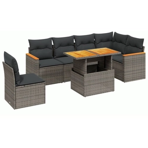 vidaXL Salon de jardin avec coussins 7 pcs gris résine tressée pas cher