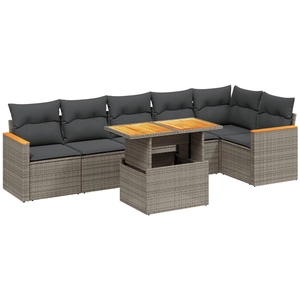 vidaXL Salon de jardin avec coussins 7 pcs gris résine tressée pas cher