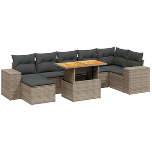 vidaXL Salon de jardin 8 pcs avec coussins gris résine tressée pas cher