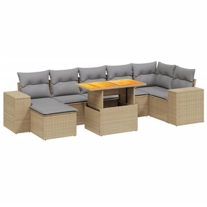 vidaXL Salon de jardin avec coussins 8 pcs beige résine tressée pas cher