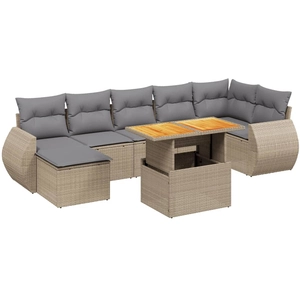 vidaXL Salon de jardin avec coussins 8 pcs beige résine tressée pas cher