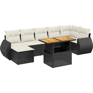vidaXL Salon de jardin 8 pcs avec coussins noir résine tressée pas cher