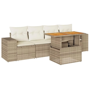 vidaXL Salon de jardin avec coussins 5 pcs beige résine tressée pas cher