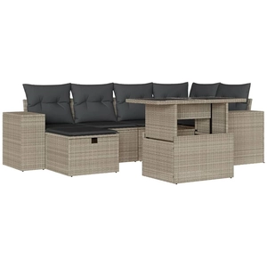 vidaXL Salon de jardin avec coussins 7 pcs gris clair résine tressée pas cher