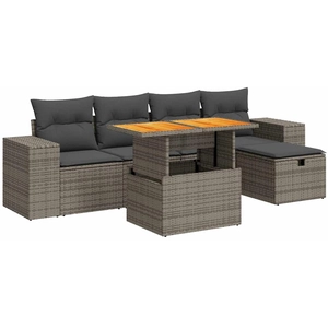 vidaXL Salon de jardin 6 pcs avec coussins gris résine tressée pas cher