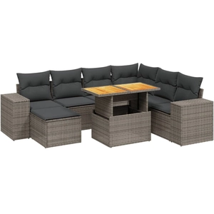 vidaXL Salon de jardin 8 pcs avec coussins gris résine tressée pas cher