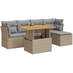vidaXL Salon de jardin avec coussins 6 pcs beige résine tressée pas cher