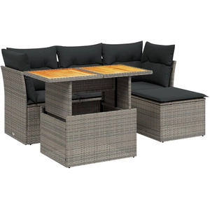 vidaXL Salon de jardin 6 pcs avec coussins gris résine tressée pas cher