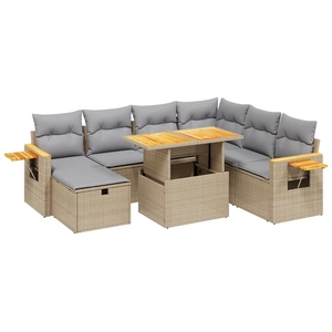 vidaXL Salon de jardin avec coussins 8 pcs beige résine tressée pas cher