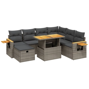 vidaXL Salon de jardin 8 pcs avec coussins gris résine tressée pas cher