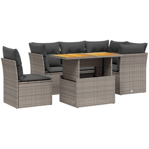 vidaXL Salon de jardin 5 pcs avec coussins gris résine tressée pas cher