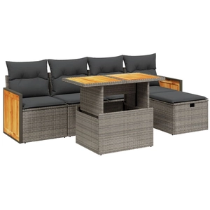 vidaXL Salon de jardin 6 pcs avec coussins gris résine tressée pas cher
