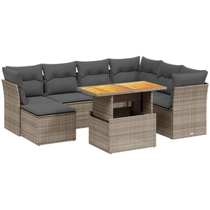 vidaXL Salon de jardin 8 pcs avec coussins gris résine tressée pas cher