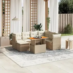 vidaXL Salon de jardin avec coussins 8 pcs beige résine tressée pas cher